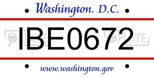 IBE0672 District Of Columbia License Plate