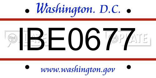 IBE0677 District Of Columbia License Plate