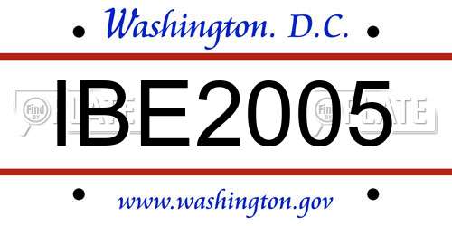 IBE2005 District Of Columbia License Plate