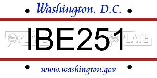 IBE251 District Of Columbia License Plate