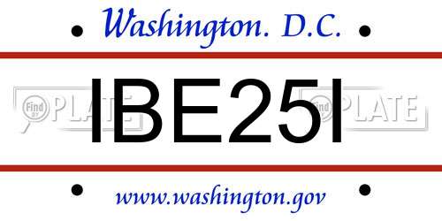 IBE25I District Of Columbia License Plate