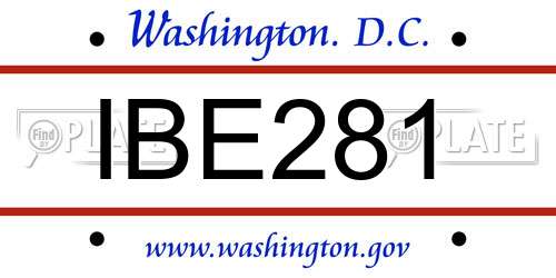 IBE281 District Of Columbia License Plate