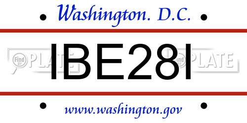 IBE28I District Of Columbia License Plate