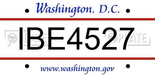 IBE4527 District Of Columbia License Plate