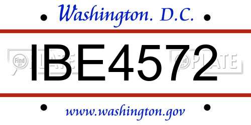 IBE4572 District Of Columbia License Plate