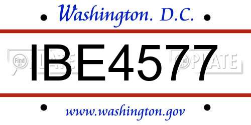 IBE4577 District Of Columbia License Plate
