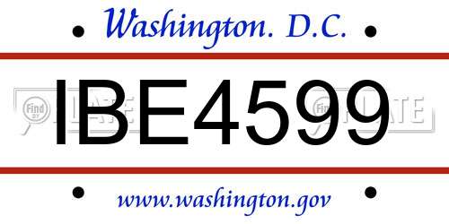 IBE4599 District Of Columbia License Plate