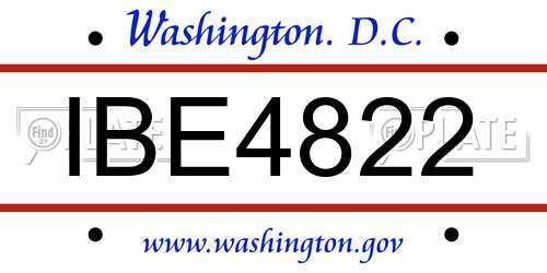 IBE4822 District Of Columbia License Plate