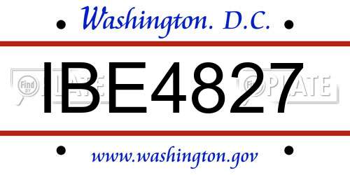IBE4827 District Of Columbia License Plate