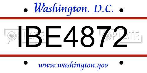 IBE4872 District Of Columbia License Plate