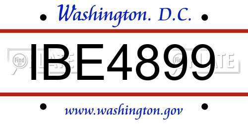 IBE4899 District Of Columbia License Plate