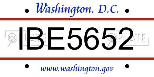 IBE5652 District Of Columbia License Plate