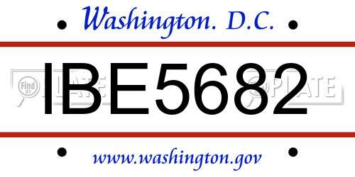 IBE5682 District Of Columbia License Plate