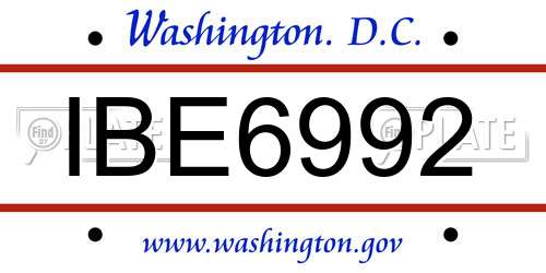 IBE6992 District Of Columbia License Plate