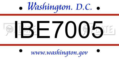 IBE7005 District Of Columbia License Plate