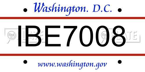 IBE7008 District Of Columbia License Plate