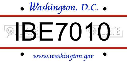 IBE7010 District Of Columbia License Plate