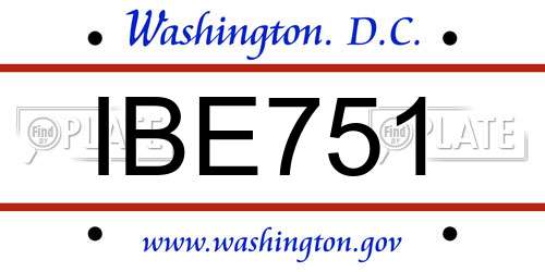 IBE751 District Of Columbia License Plate