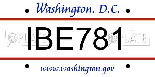 IBE781 District Of Columbia License Plate