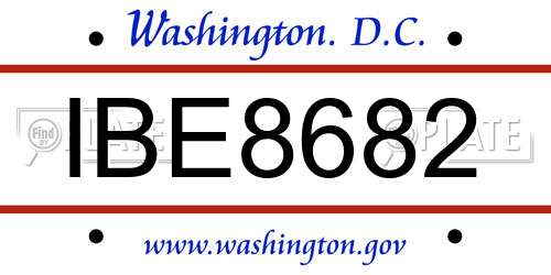 IBE8682 District Of Columbia License Plate