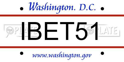 IBET51 District Of Columbia License Plate