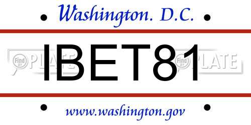 IBET81 District Of Columbia License Plate