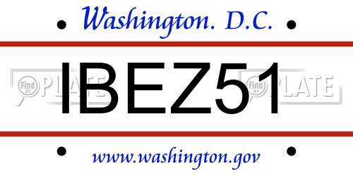 IBEZ51 District Of Columbia License Plate