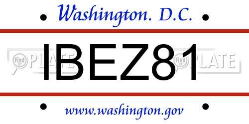 IBEZ81 District Of Columbia License Plate