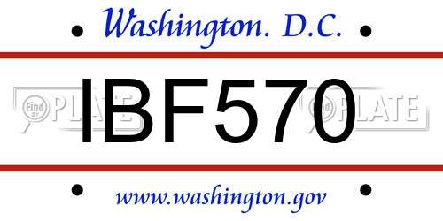 IBF570 District Of Columbia License Plate