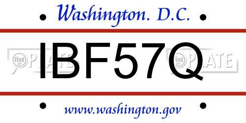 IBF57Q District Of Columbia License Plate