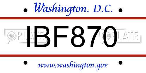 IBF870 District Of Columbia License Plate