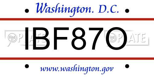 IBF87O District Of Columbia License Plate