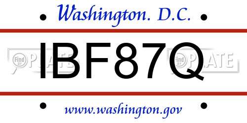 IBF87Q District Of Columbia License Plate