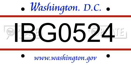 IBG0524 District Of Columbia License Plate