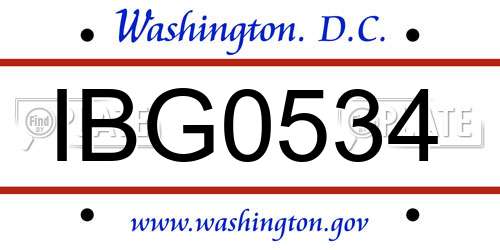IBG0534 District Of Columbia License Plate