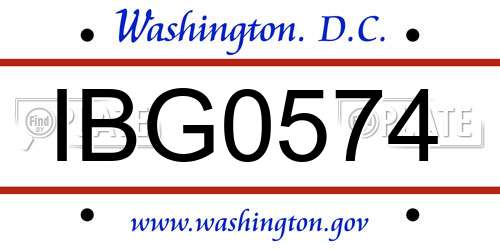 IBG0574 District Of Columbia License Plate