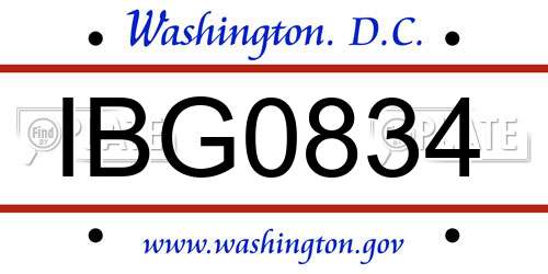 IBG0834 District Of Columbia License Plate