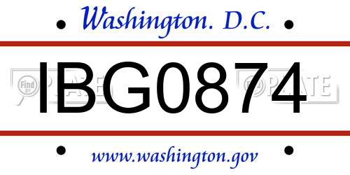IBG0874 District Of Columbia License Plate