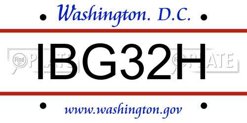 IBG32H District Of Columbia License Plate