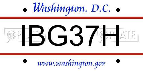 IBG37H District Of Columbia License Plate
