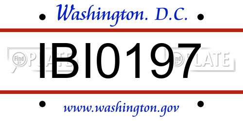 IBI0197 District Of Columbia License Plate