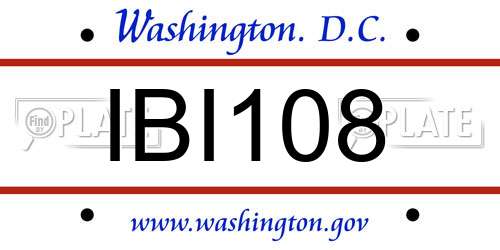 IBI108 District Of Columbia License Plate