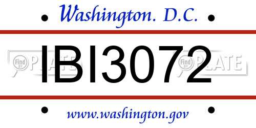 IBI3072 District Of Columbia License Plate