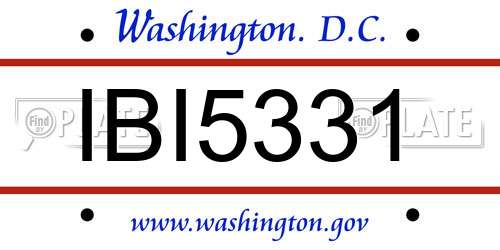 IBI5331 District Of Columbia License Plate