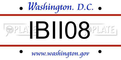 IBII08 District Of Columbia License Plate
