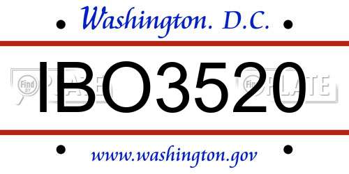 IBO3520 District Of Columbia License Plate