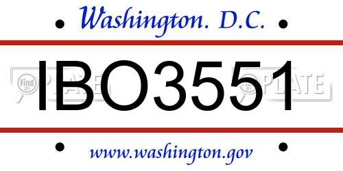 IBO3551 District Of Columbia License Plate