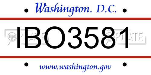 IBO3581 District Of Columbia License Plate