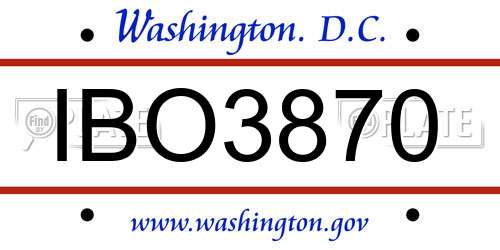 IBO3870 District Of Columbia License Plate