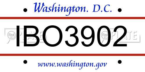 IBO3902 District Of Columbia License Plate